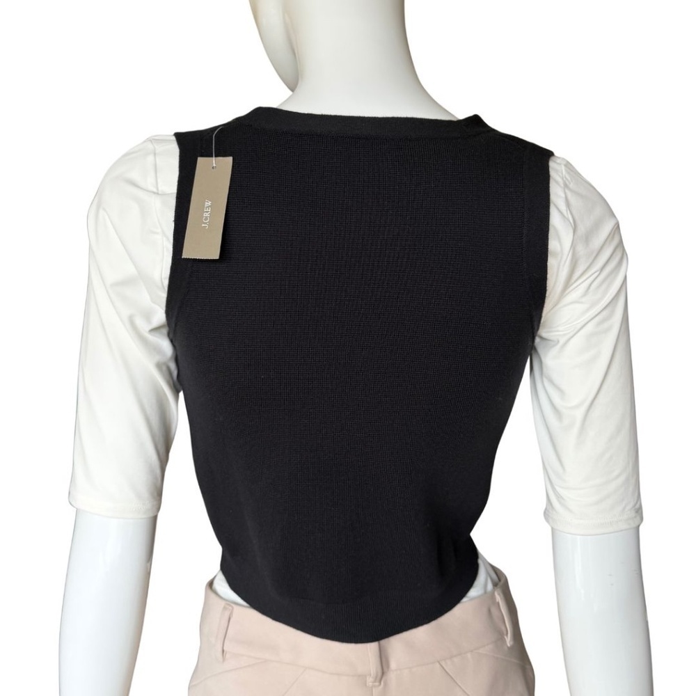 J. Crew Black Button Down Knit Vest Size XXS NWT - Picture 3 of 6